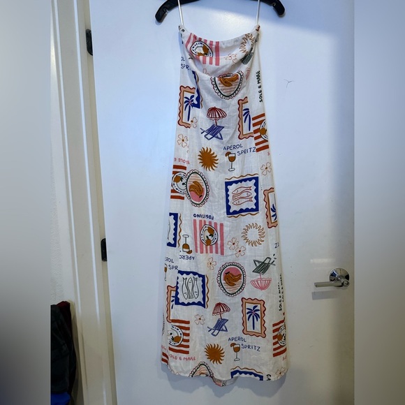Paper Heart Linen Blend Aperol Spritz Patchwork Graphic Dress Size Small  NWT - mordernwear.com